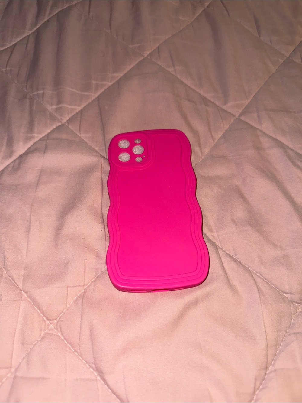 Hot Pink Wave-Textured shaped Silicone Phone Case